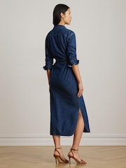 Lauren Ralph Lauren Blue Denim Patch Pocket Long Sleeve Shirt Dress - Image 3 of 5