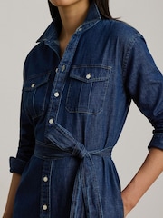 Lauren Ralph Lauren Blue Denim Patch Pocket Long Sleeve Shirt Dress - Image 5 of 5