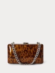 Lauren Ralph Lauren Brown Franki Tortoisehell Print Clutch Bag With Chain - Image 1 of 5