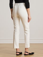 Lauren Ralph Lauren White Stretch Double Cotton CIgarette Pants Trousers - Image 2 of 4