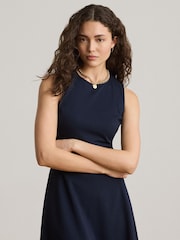 Lauren Ralph Lauren Blue Charley Cotton Stretch Jersey Sleeveless Midi Dress - Image 3 of 4
