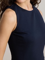Lauren Ralph Lauren Blue Charley Cotton Stretch Jersey Sleeveless Midi Dress - Image 4 of 4