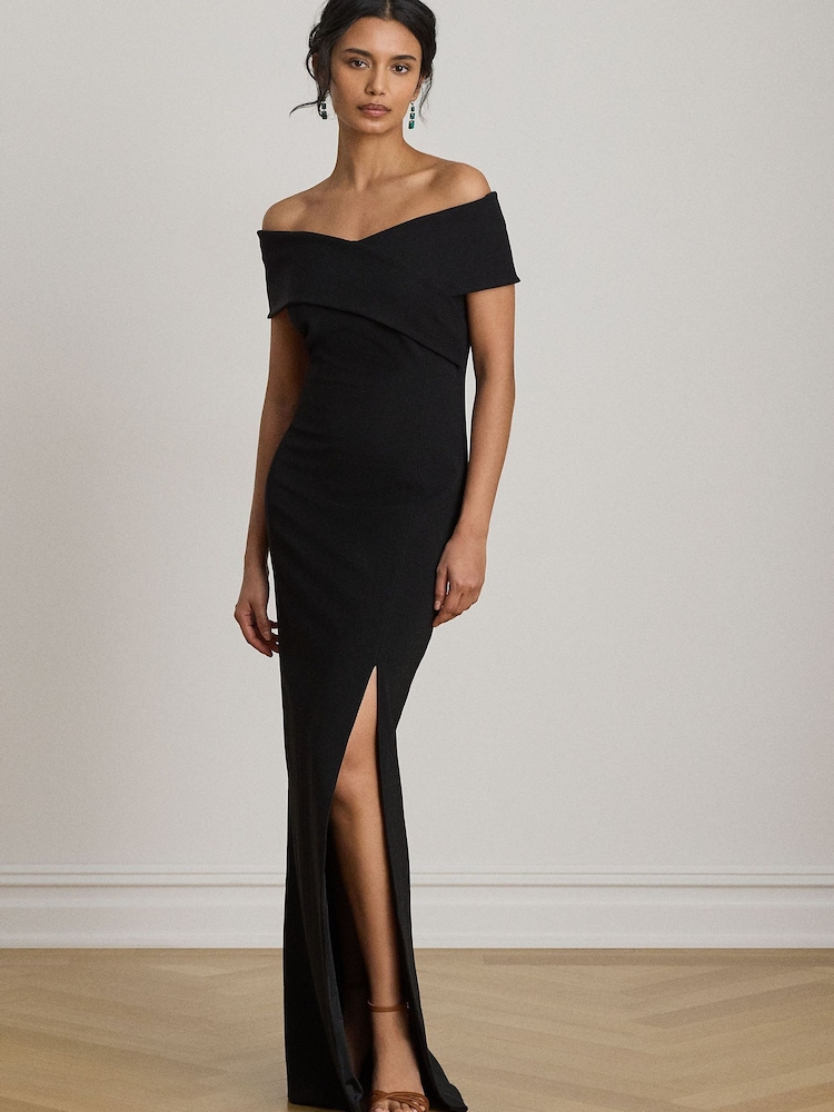 Lauren Ralph Lauren Black Bodycon Off Shoulder Fitted Pencil Gown - Image 1 of 5 Lauren Ralph Lauren Black Bodycon Off Shoulder Fitted Pencil Gown - Image 1 of 5