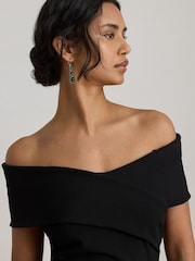 Lauren Ralph Lauren Black Bodycon Off Shoulder Fitted Pencil Gown - Image 4 of 5
