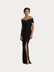 Lauren Ralph Lauren Black Bodycon Off Shoulder Fitted Pencil Gown - Image 5 of 5