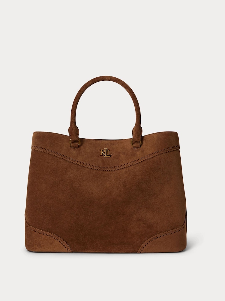 Lauren Ralph Lauren Brown Marcy Large Suede Tote Bag - Image 1 of 5