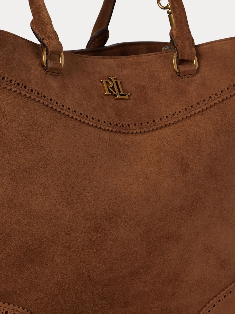 Lauren Ralph Lauren Brown Marcy Large Suede Tote Bag - Image 5 of 5