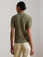 Lauren Ralph Lauren Green Cable Knit Short Sleeve Polo Shirt - Image 3 of 5