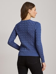 Lauren Ralph Lauren Blue Ralhan Cable Knit Logo Crest Cardigan - Image 2 of 5