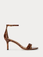 Lauren Ralph Lauren Brown Allie Tortoiseshell Print Single Strap Heeled Sandals - Image 1 of 4