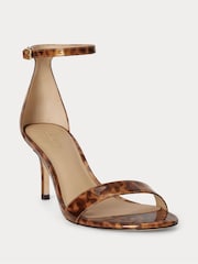 Lauren Ralph Lauren Brown Allie Tortoiseshell Print Single Strap Heeled Sandals - Image 2 of 4
