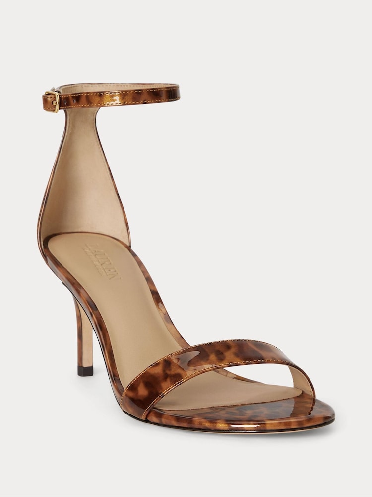 Lauren Ralph Lauren Brown Allie Tortoiseshell Print Single Strap Heeled Sandals - Image 2 of 4 Lauren Ralph Lauren Brown Allie Tortoiseshell Print Single Strap Heeled Sandals - Image 2 of 4