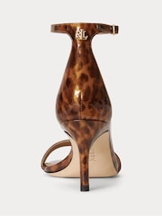 Lauren Ralph Lauren Brown Allie Tortoiseshell Print Single Strap Heeled Sandals - Image 3 of 4