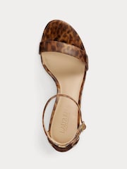 Lauren Ralph Lauren Brown Allie Tortoiseshell Print Single Strap Heeled Sandals - Image 4 of 4