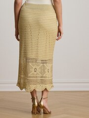 Lauren Ralph Lauren Linen Blend Metallic Crochet Knee Length Skirt - Εικόνα 3 από 3