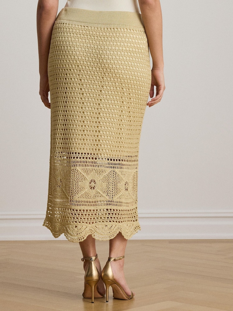 Lauren Ralph Lauren Linen Blend Metallic Crochet Knee Length Skirt - Εικόνα 3 από 3