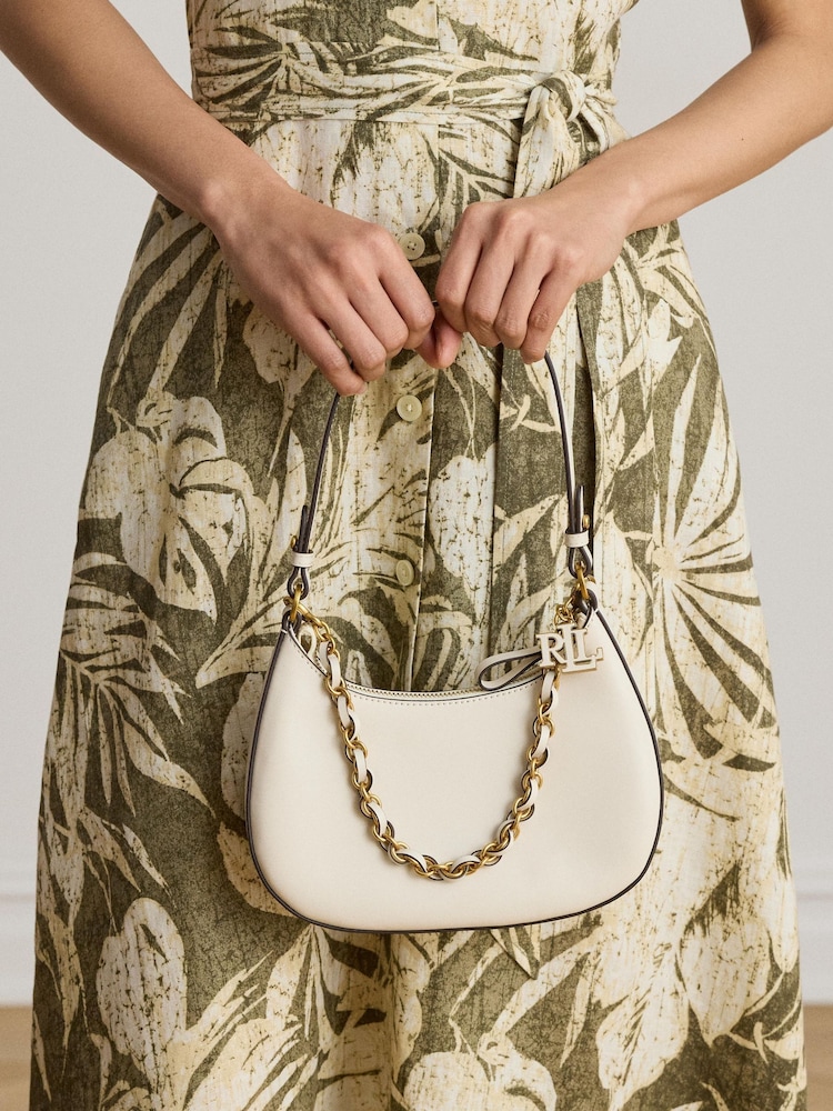 Lauren Ralph Lauren White Marcy Smooth Leather Shoulder Bag with Chain Detailing - Image 2 of 2 Lauren Ralph Lauren White Marcy Smooth Leather Shoulder Bag with Chain Detailing - Image 2 of 2