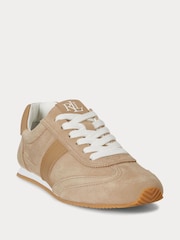 Lauren Ralph Lauren Brown Dani Low Profile Suede and Leather Trainers - Image 2 of 4