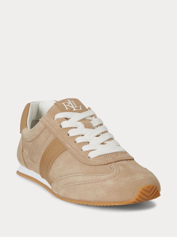 Lauren Ralph Lauren Brown Dani Low Profile Suede and Leather Trainers - Image 2 of 4