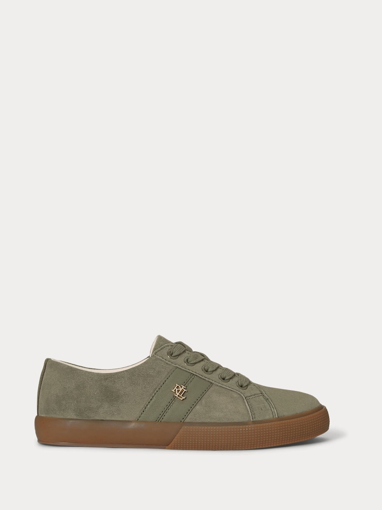 Lauren Ralph Lauren Green Janson II Suede Low Top Trainers - Image 1 of 5