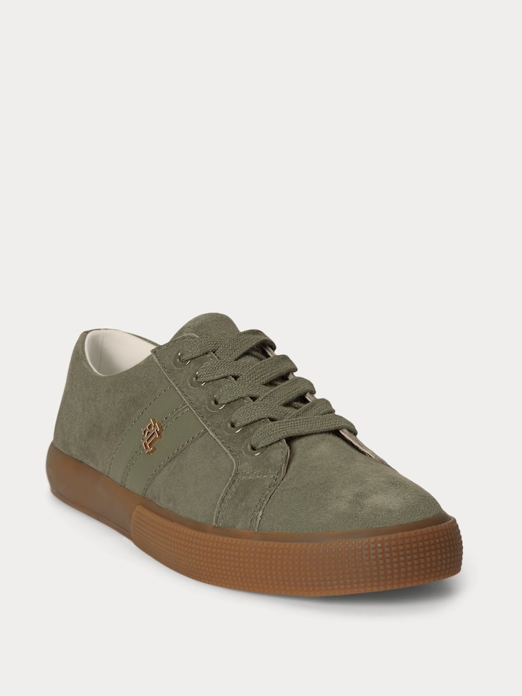 Lauren Ralph Lauren Green Janson II Suede Low Top Trainers - Image 2 of 5