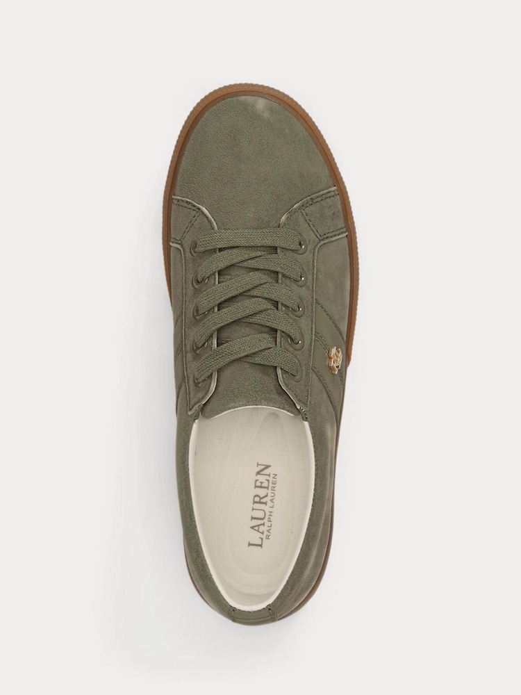 Lauren Ralph Lauren Green Janson II Suede Low Top Trainers - Image 5 of 5