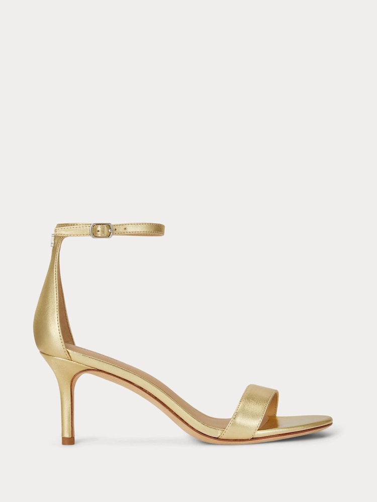 Lauren Ralph Lauren Allie Metallic Leather Single Strap Heeled Sandals - Bild 1 von 4