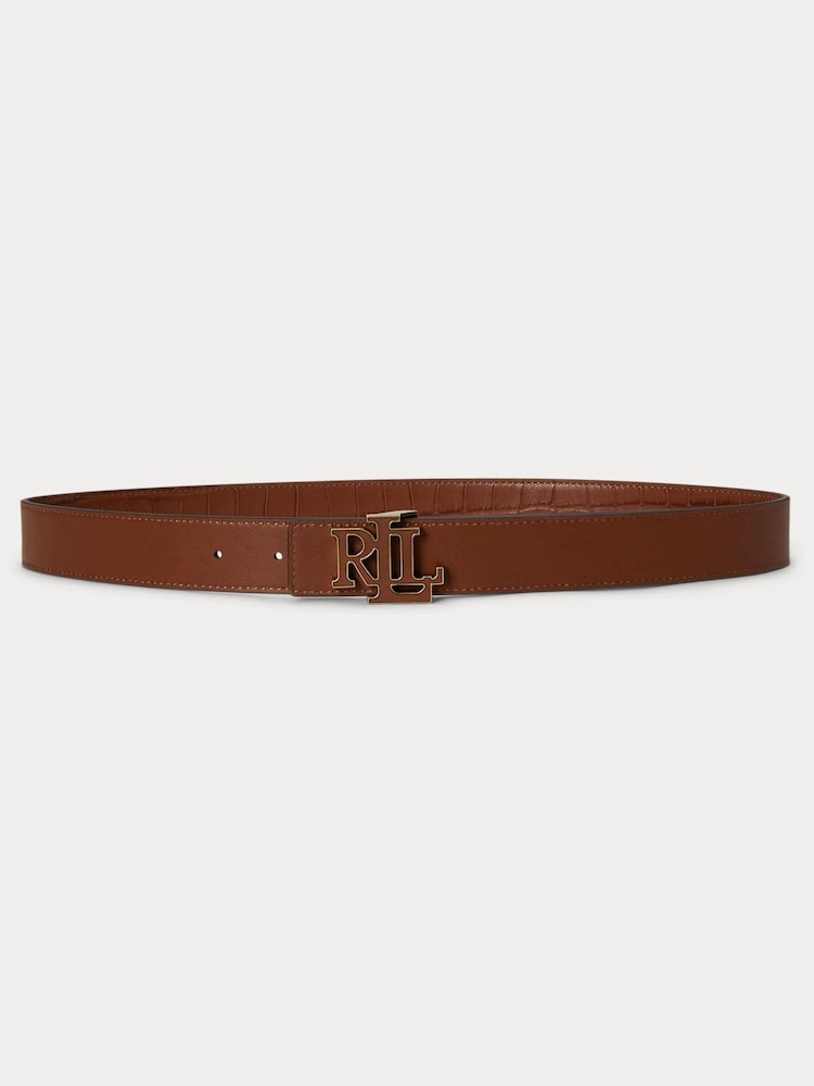 Lauren Ralph Lauren Medium Reversible Croc Print Leather Belt - 3 cm - Bild 1 von 1