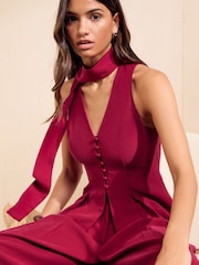 Beerenrot - Friends Like These Tailored Scarf Neck Waistcoat - Bild 4 von 5