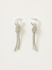 Jigsaw Silver Sparkle Cord Statement Earrings - Image 1 of 3