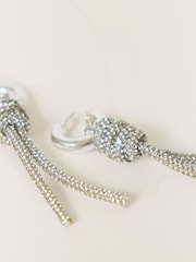 Jigsaw Silver Sparkle Cord Statement Earrings - Image 2 of 3