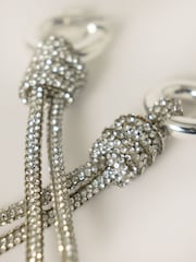 Jigsaw Silver Sparkle Cord Statement Earrings - Image 3 of 3
