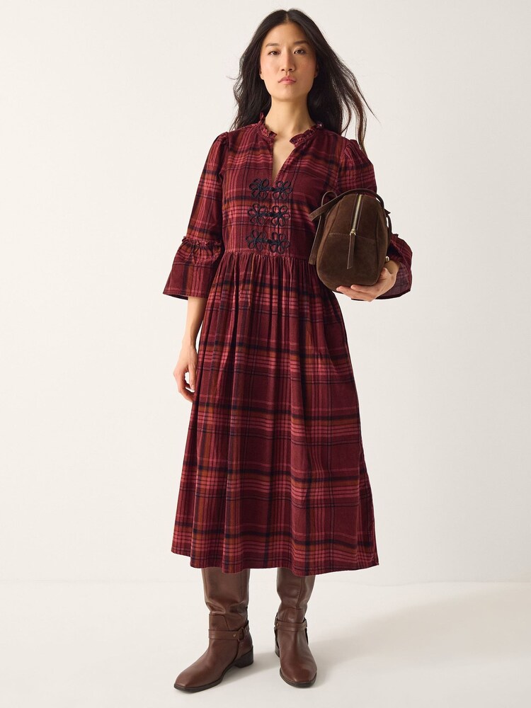 Monsoon Charly Check Corduroy Midi Dress - صورة 1 من 6 Monsoon Charly Check Corduroy Midi Dress - صورة 1 من 6