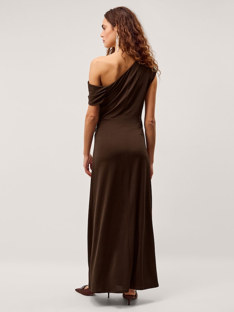 Monsoon Trina アシンメトリカル 飾り付き ジャージ マキシドレス - 画像 2 / 5