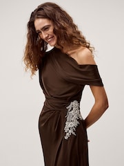 Monsoon Trina アシンメトリカル 飾り付き ジャージ マキシドレス - 画像 4 / 5