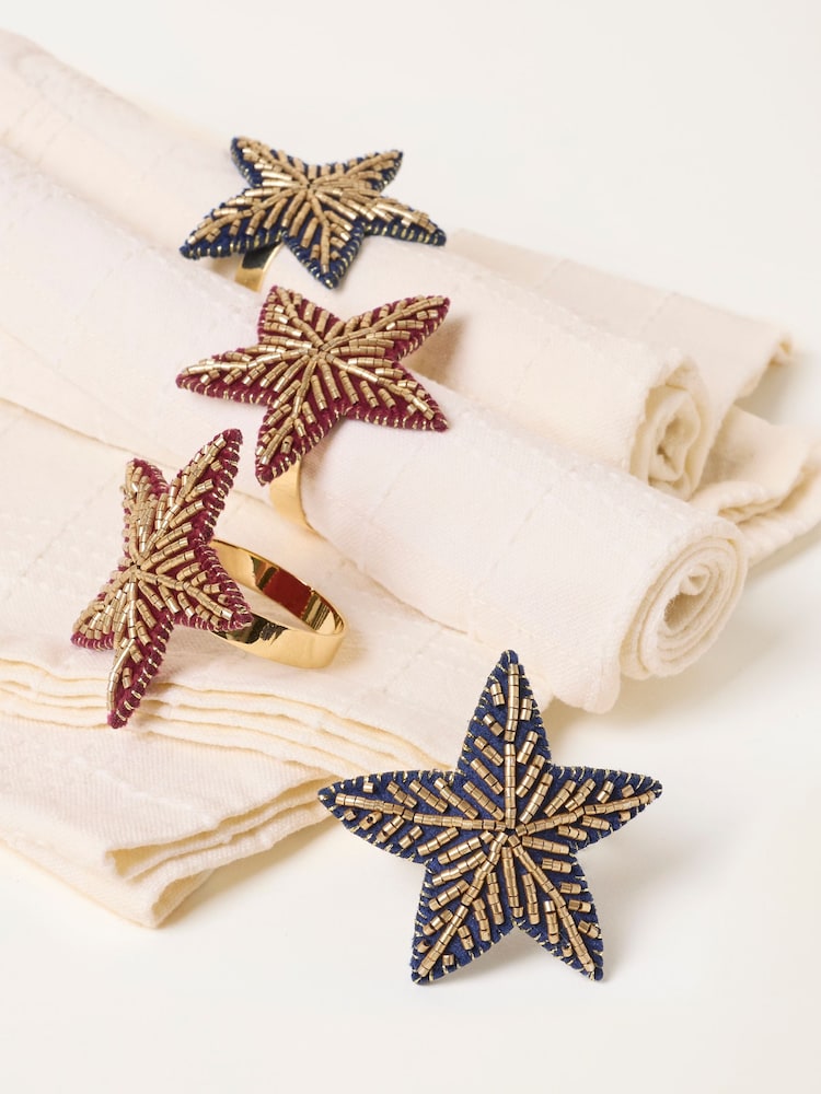 FatFace 4 Pack Beaded Star Napkin Rings - Bild 2 von 3