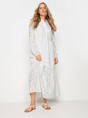 Long Tall Sally White 100% Cotton Broidered Long Sleeve Shirt Dress - Image 2 of 5