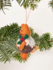 FatFace Orange Pudding Cat Felt Christmas Decoration - Image 2 of 3