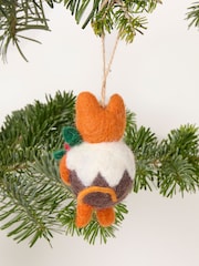 FatFace Orange Pudding Cat Felt Christmas Decoration - Image 3 of 3