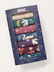 FatFace 7 Pack Multi Socks in a Gift Box - Image 1 of 3