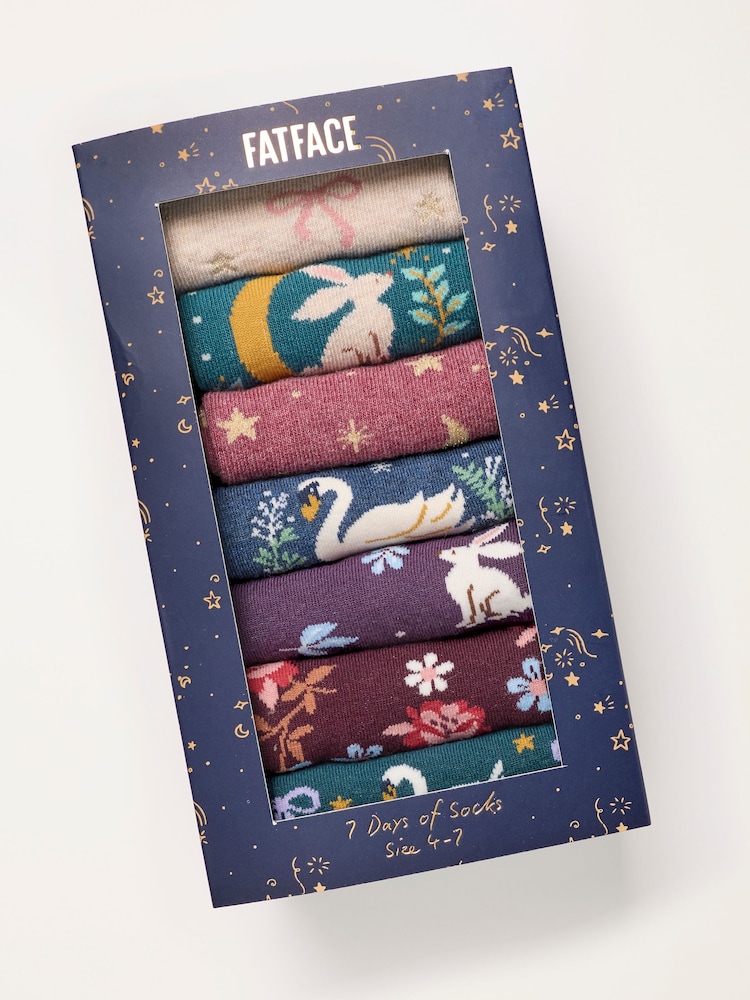 FatFace 7 Pack Multi Socks in a Gift Box - Image 1 of 3 FatFace 7 Pack Multi Socks in a Gift Box - Image 1 of 3
