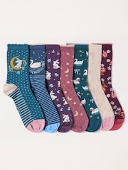 FatFace 7 Pack Multi Socks in a Gift Box - Image 2 of 3