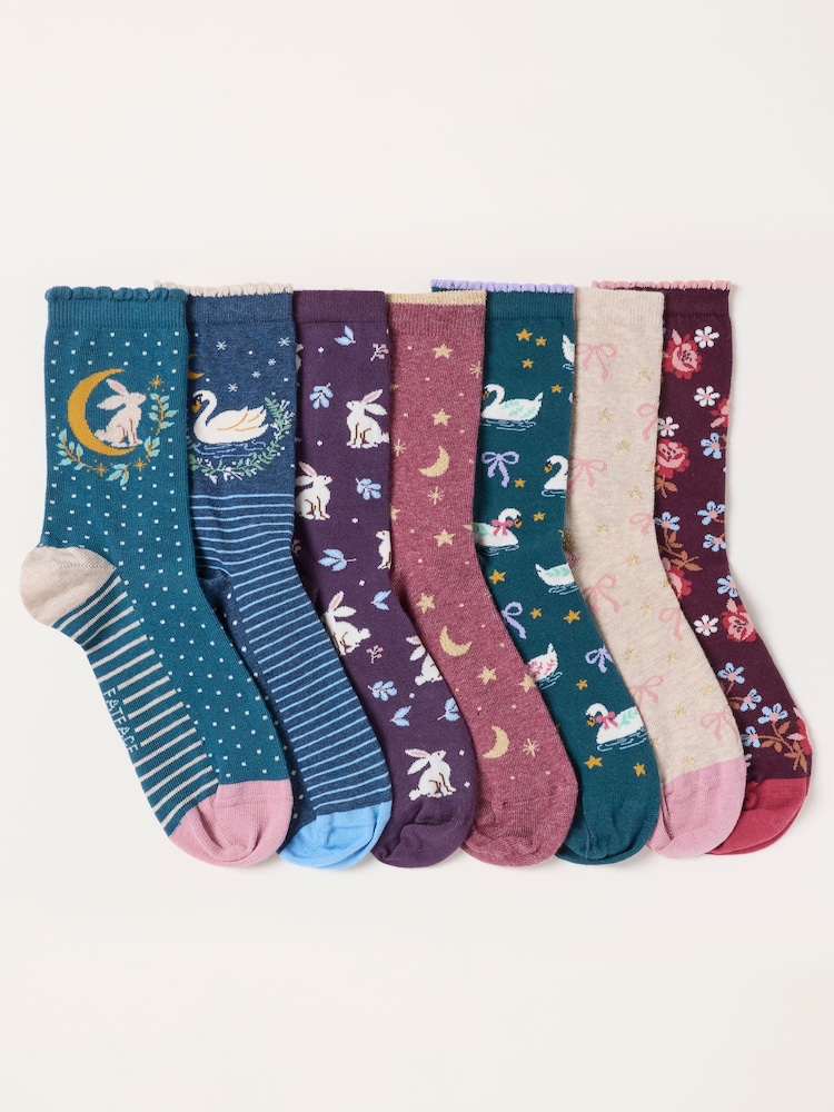 FatFace 7 Pack Multi Socks in a Gift Box - Image 2 of 3 FatFace 7 Pack Multi Socks in a Gift Box - Image 2 of 3