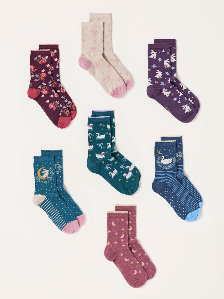 FatFace 7 Pack Multi Socks in a Gift Box - Image 3 of 3 FatFace 7 Pack Multi Socks in a Gift Box - Image 3 of 3