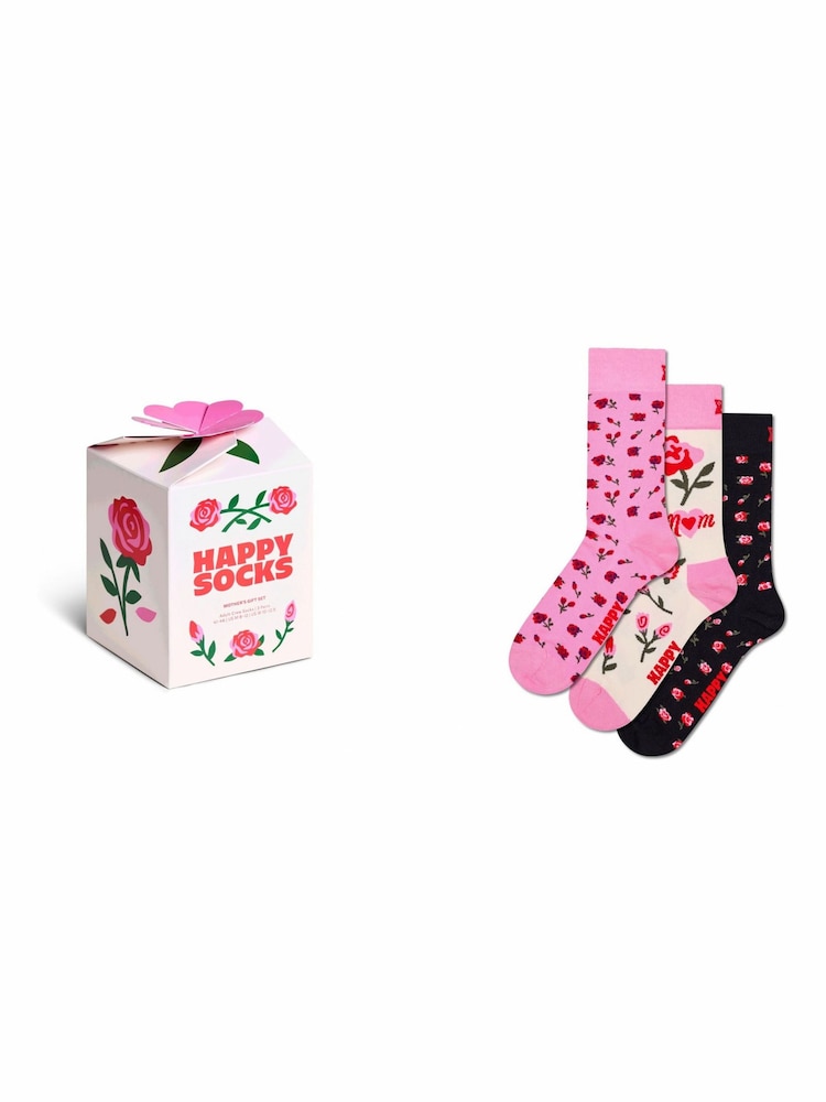 Happy Socks White Mother’s Socks Gift Set 3 Pack - Image 1 of 5 Happy Socks White Mother’s Socks Gift Set 3 Pack - Image 1 of 5