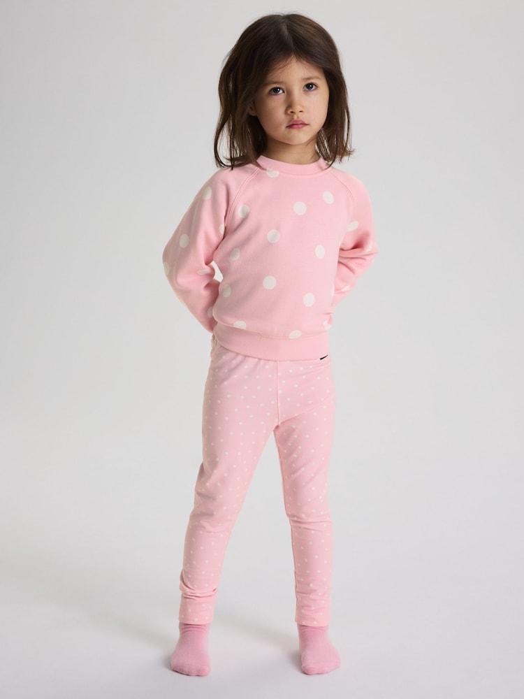 Polarn O. Pyret Pink Cotton Polka Dot Leggings - Image 1 of 1