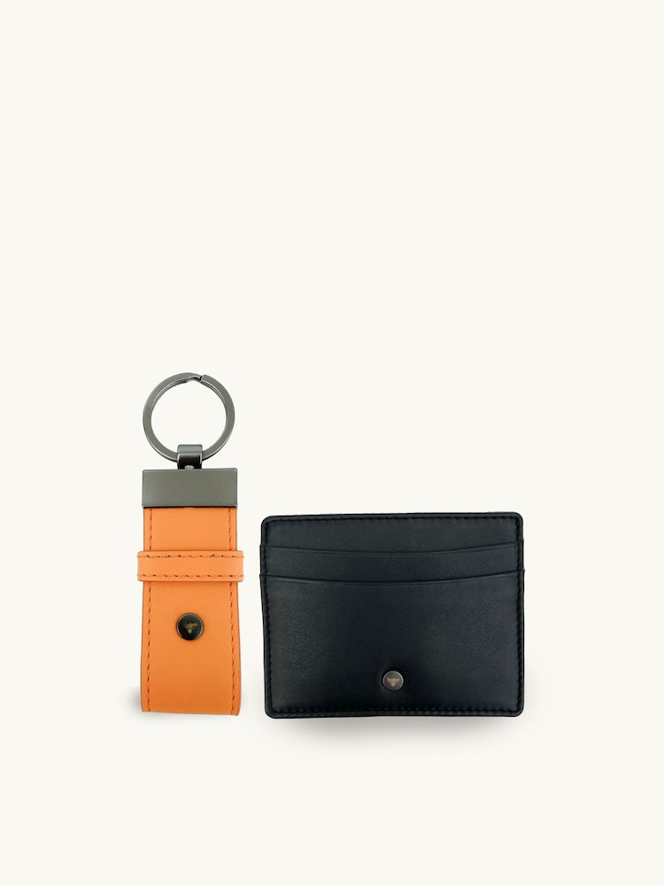 Apatchy Orange Leather Loop Keyring and Cardholder Gift Set - Image 1 of 5 Apatchy Orange Leather Loop Keyring and Cardholder Gift Set - Image 1 of 5