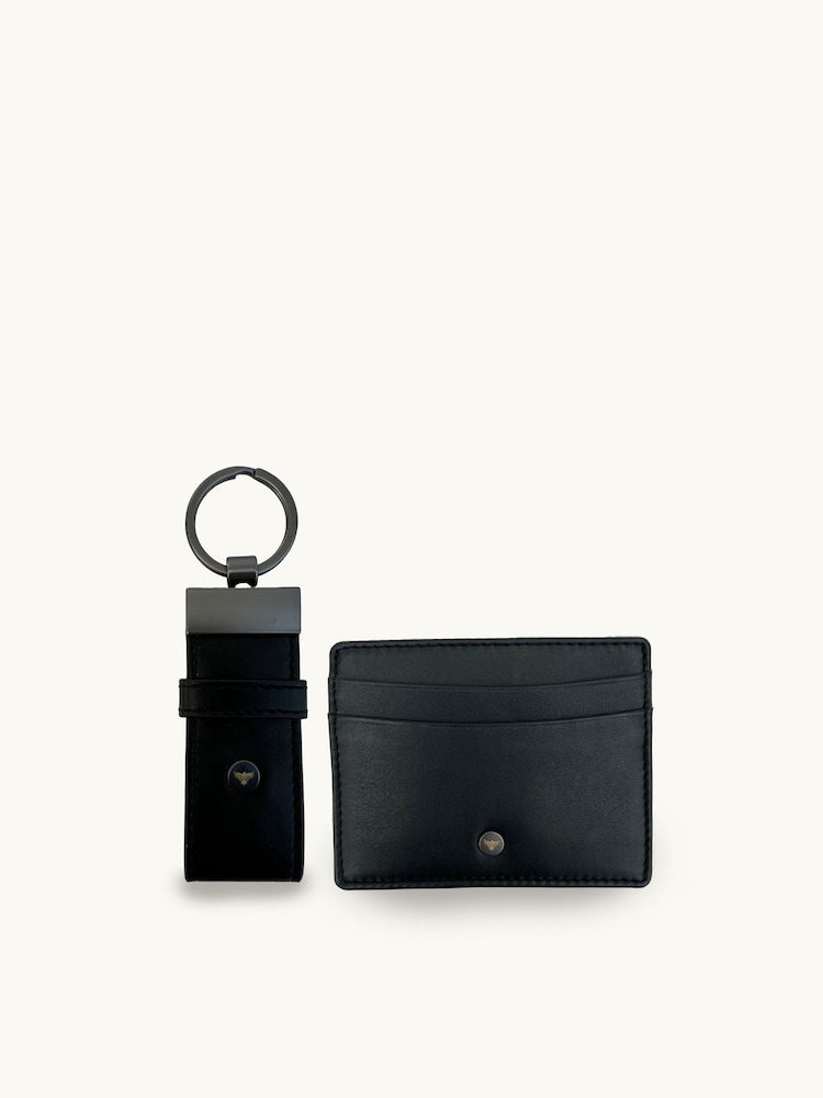 Apatchy Black Leather Loop Keyring and Cardholder Gift Set - Image 1 of 5 Apatchy Black Leather Loop Keyring and Cardholder Gift Set - Image 1 of 5