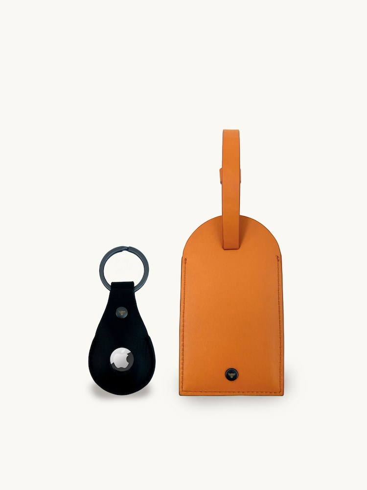 Apatchy Orange Leather Luggage Tag and Air Tag Gift Set - Image 1 of 5