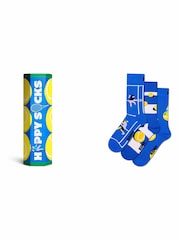 Happy Socks Blue Tennis Socks 3 Pack - Image 1 of 6